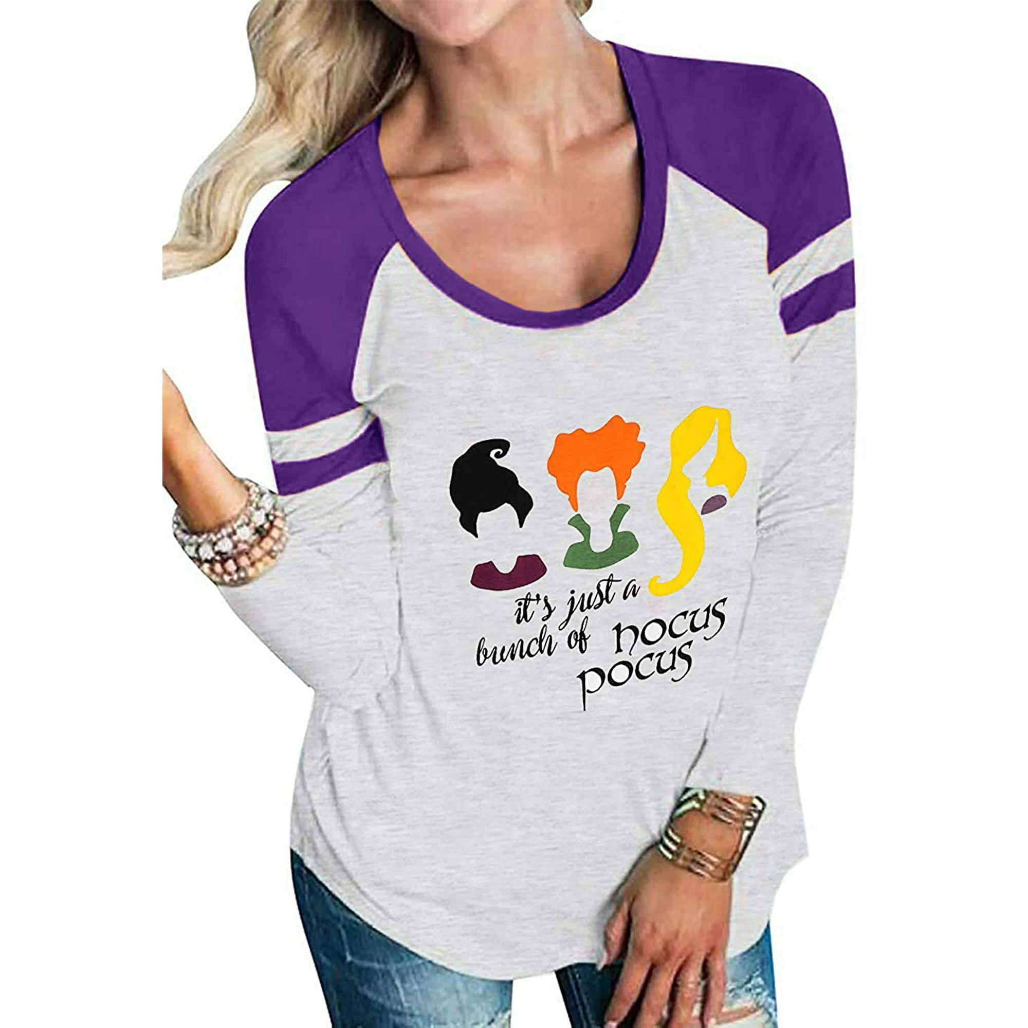 Plus Size Funny Halloween Shirt for Women Halloween Raglan Baseball Tee Shirt Top Plus Size 